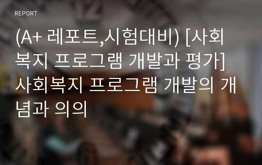 (A+ 레포트,시험대비) [사회복지 프로그램 개발과 평가] 사회복지 프로그램 개발의 개념과 의의