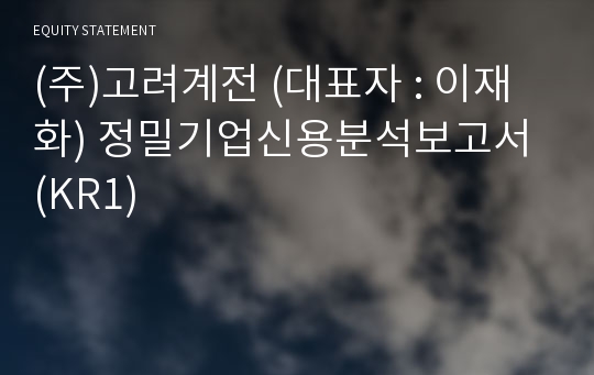 (주)고려계전 정밀기업신용분석보고서 (KR1)