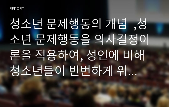 청소년 문제행동의 개념  ,청소년 문제행동을 의사결정이론을 적용하여, 성인에 비해 청소년들이 빈번하게 위험한 행동을 하는 이유와 사례