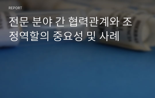 전문 분야 간 협력관계와 조정역할의 중요성 및 사례 레포트