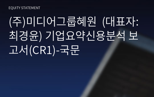 (주)미디어그룹혜원  기업요약신용분석 보고서(CR1)-국문