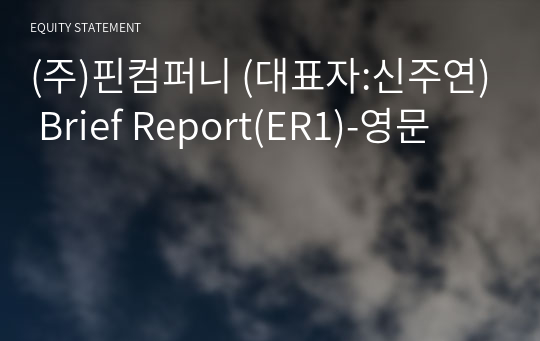 (주)핀컴퍼니 Brief Report(ER1)-영문