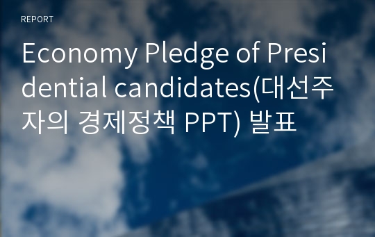 Economy Pledge of Presidential candidates(대선주자의 경제정책 PPT) 발표