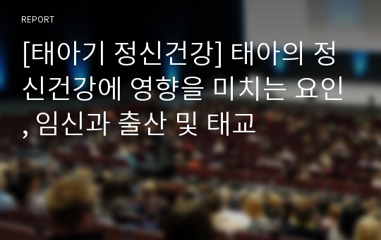 [태아기 정신건강] 태아의 정신건강에 영향을 미치는 요인, 임신과 출산 및 태교