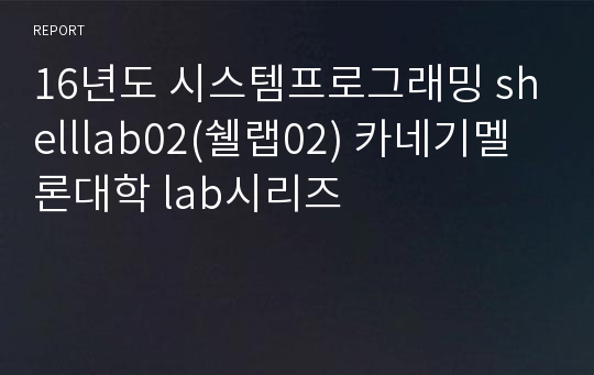 16년도 시스템프로그래밍 shelllab02(쉘랩02) 카네기멜론대학 lab시리즈