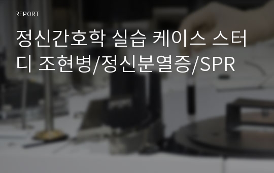 정신간호학 실습 케이스 스터디 조현병/정신분열증/SPR