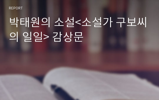 박태원의 소설&lt;소설가 구보씨의 일일&gt; 감상문