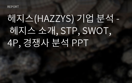 헤지스(HAZZYS) 기업 분석 - 헤지스 소개, STP, SWOT, 4P, 경쟁사 분석 PPT
