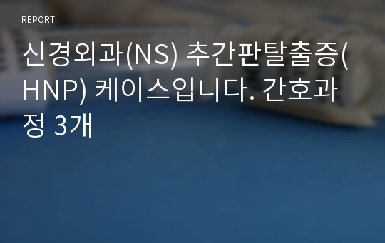 신경외과(NS) 추간판탈출증(HNP) 케이스입니다. 간호과정 3개