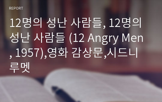 12명의 성난 사람들 (12 Angry Men, 1957),영화 감상문,시드니 루멧