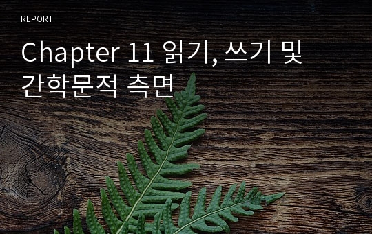 Chapter 11 읽기, 쓰기 및 간학문적 측면