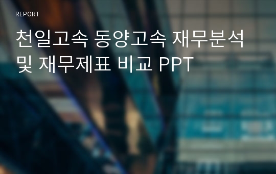 천일고속 동양고속 재무분석 및 재무제표 비교 PPT