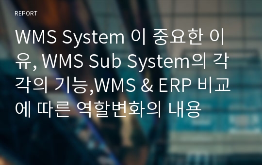 WMS System 이 중요한 이유, WMS Sub System의 각각의 기능,WMS &amp; ERP 비교에 따른 역할변화의 내용