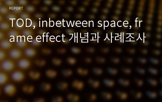 TOD, inbetween space, frame effect 개념과 사례조사