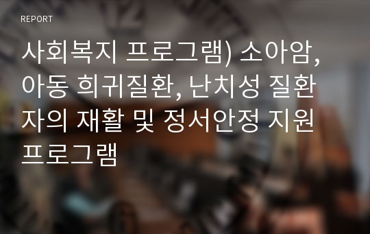 사회복지 프로그램) 소아암, 아동 희귀질환, 난치성 질환자의 재활 및 정서안정 지원 프로그램