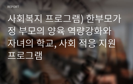 사회복지 프로그램) 한부모가정 부모의 양육 역량강화와 자녀의 학교, 사회 적응 지원 프로그램