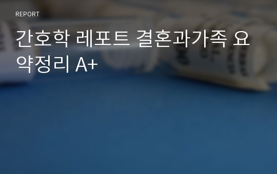 간호학 레포트 결혼과가족 요약정리 A+