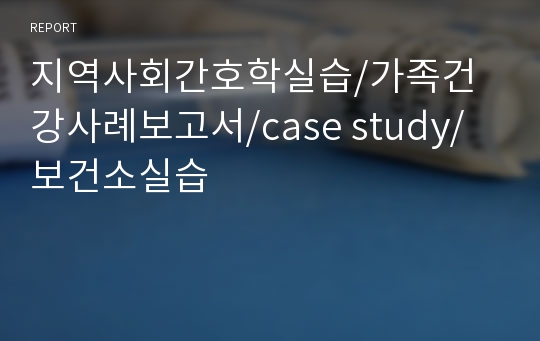 지역사회간호학실습/가족건강사례보고서/case study/보건소실습