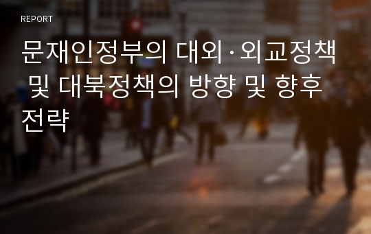 문재인정부의 대외·외교정책 및 대북정책의 방향 및 향후전략