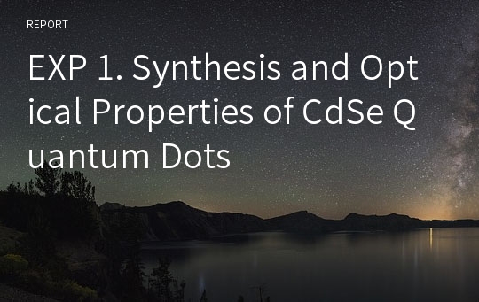 EXP 1. Synthesis and Optical Properties of CdSe Quantum Dots