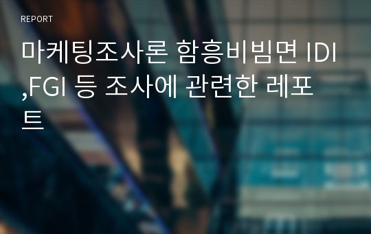 마케팅조사론 함흥비빔면 IDI,FGI 등 조사에 관련한 레포트