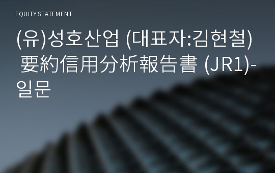 (유)성호산업 要約信用分析報告書(JR1)-일문