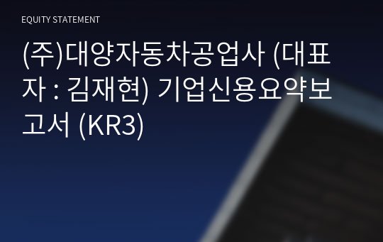 (주)대양자동차공업사 기업신용요약보고서 (KR3)