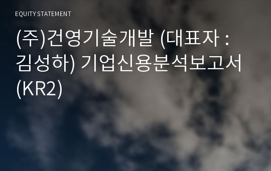 (주)건영기술개발 기업신용분석보고서 (KR2)