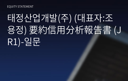 태정산업개발(주) 要約信用分析報告書 (JR1)-일문