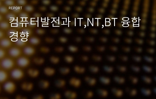 컴퓨터발전과 IT,NT,BT 융합경향