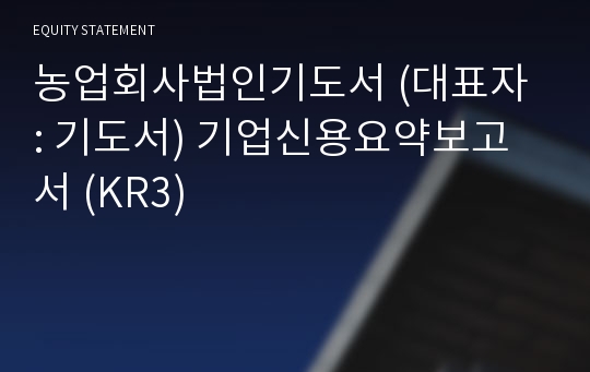 농업회사법인기도서 기업신용요약보고서 (KR3)