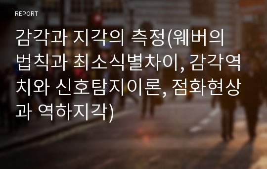 감각과 지각의 측정(웨버의 법칙과 최소식별차이, 감각역치와 신호탐지이론, 점화현상과 역하지각)