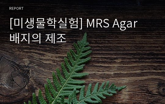 [미생물학실험] MRS Agar 배지의 제조