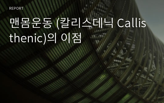 맨몸운동 (칼리스데닉 Callisthenic)의 이점