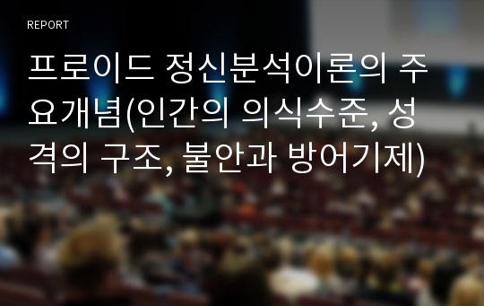 프로이드 정신분석이론의 주요개념(인간의 의식수준, 성격의 구조, 불안과 방어기제)