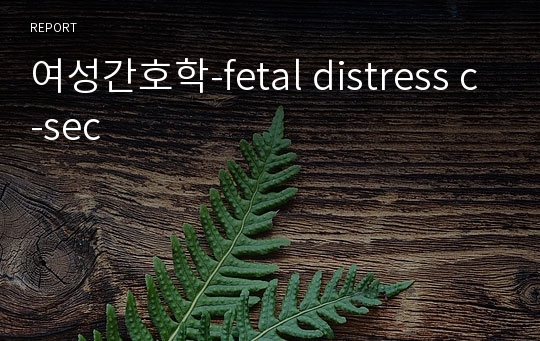 여성간호학-fetal distress c-sec