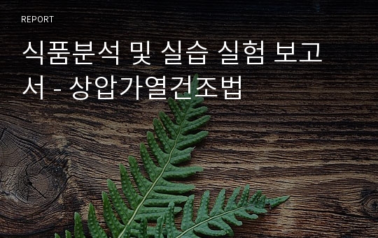 식품분석 및 실습 실험 보고서 - 상압가열건조법