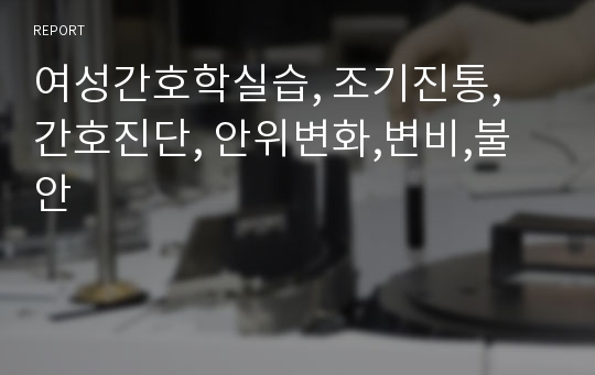 여성간호학실습, 조기진통, 간호진단, 안위변화,변비,불안