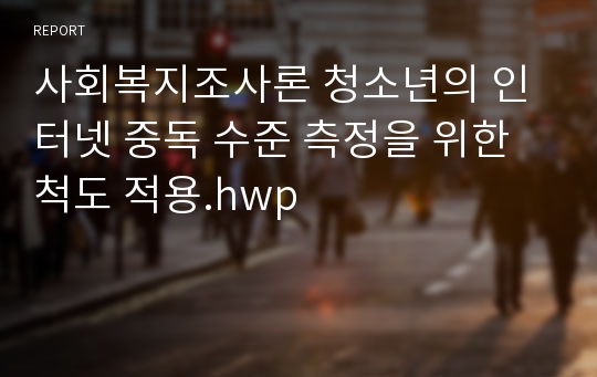 사회복지조사론 청소년의 인터넷 중독 수준 측정을 위한 척도 적용.hwp