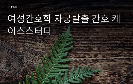 여성간호학 자궁탈출 간호 케이스스터디