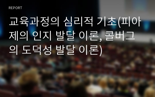 교육과정의 심리적 기초(피아제의 인지 발달 이론, 콜버그의 도덕성 발달 이론)