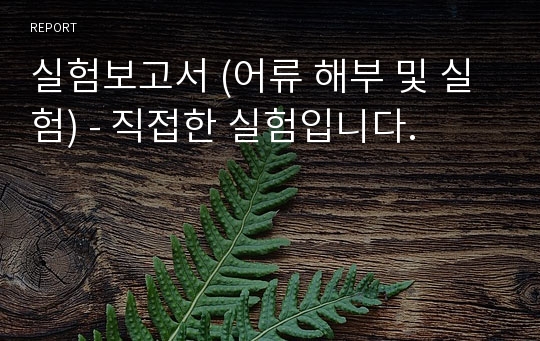 실험보고서 (어류 해부 및 실험) - 직접한 실험입니다.