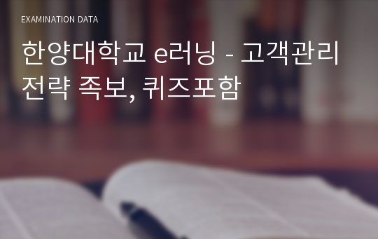 한양대학교 e러닝 - 고객관리전략 족보, 퀴즈포함