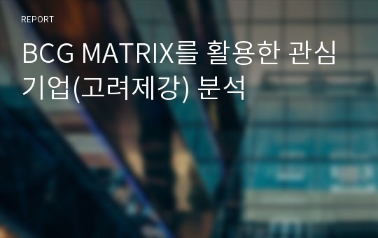 BCG MATRIX를 활용한 관심기업(고려제강) 분석