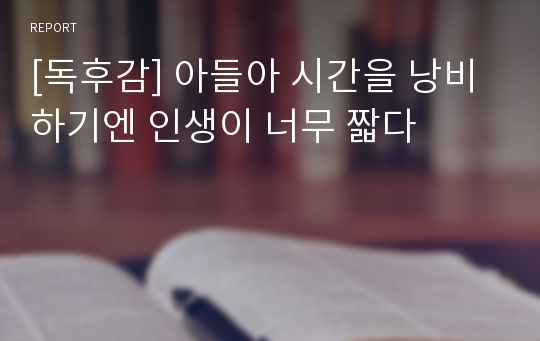 [독후감] 아들아 시간을 낭비하기엔 인생이 너무 짧다