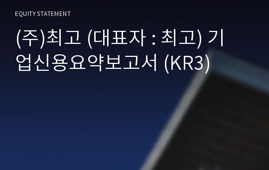 (주)최고 기업신용요약보고서 (KR3)