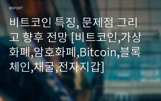 비트코인 특징, 문제점 그리고 향후 전망 [비트코인,가상화폐,암호화폐,Bitcoin,블록체인,채굴,전자지갑]