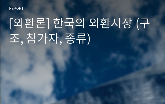 [외환론] 한국의 외환시장 (구조, 참가자, 종류)