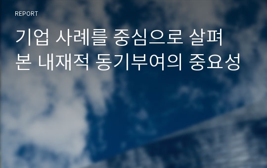 기업 사례를 중심으로 살펴 본 내재적 동기부여의 중요성