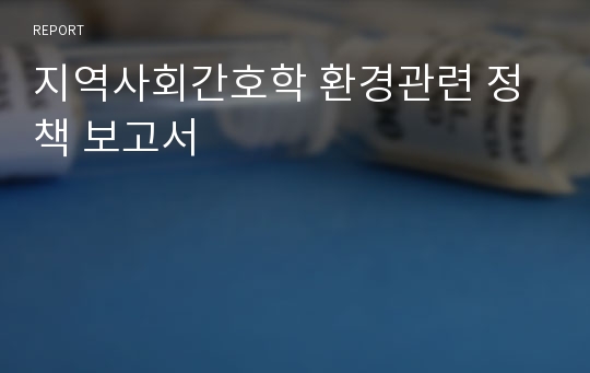 지역사회간호학 환경관련 정책 보고서